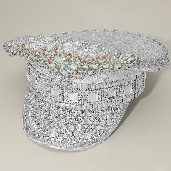 Rhinestone Pointed Spike Studded Captain Hat